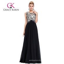 Grace Karin Women Elegant Sleeveless Long Black Lace Evening Dress 2017 CL6267-1